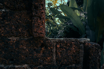 dark brown brick wall closeup