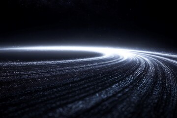 A dark, endless space with a glowing ring expanding outward.