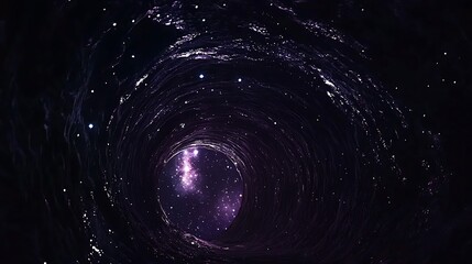 A dark, infinite tunnel with stars twinkling in the distance.