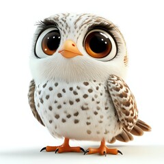 Fototapeta premium Adorable Cartoon Owl: Big Eyes, Cute Feathered Friend