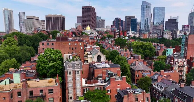 Drone Push Through Beacon Hill Brownstones in Boston, MA