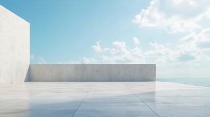 White building with a white wall and a white roof