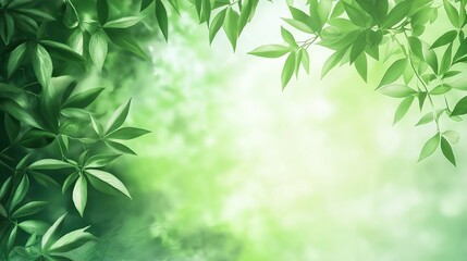 Fototapeta premium A green leafy tree with a green background