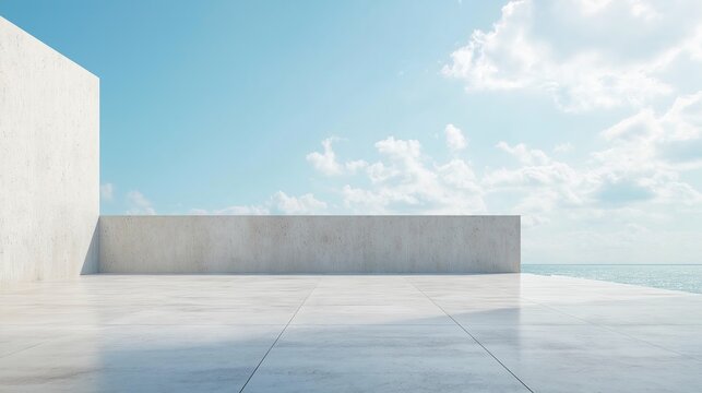 White building with a white wall and a white roof