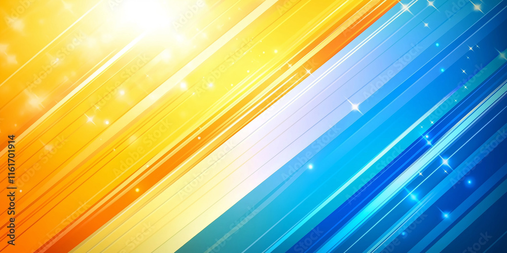 Poster Diagonal lines creating dynamic colorful background with sparkles