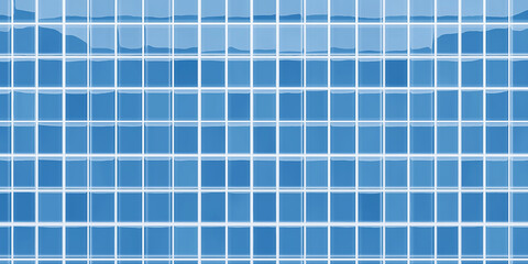 Blue glass mosaic tiles forming repeating geometric pattern