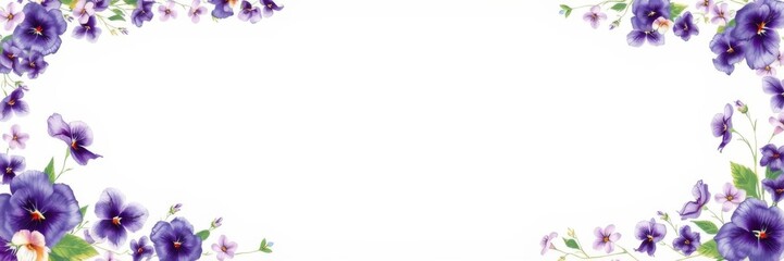 Watercolor Floral Frame Border With