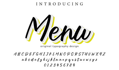 Menu Font Stylish brush painted an uppercase vector letters, alphabet, typeface