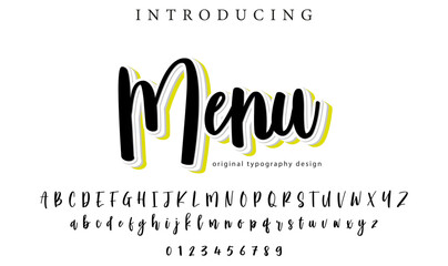 Menu Font Stylish brush painted an uppercase vector letters, alphabet, typeface