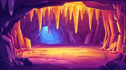 A Glowing Entrance to a Purple and Orange Cave