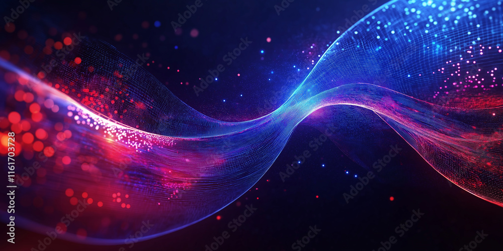 Leinwandbilder Abstract flowing particles creating wavy lines in digital space