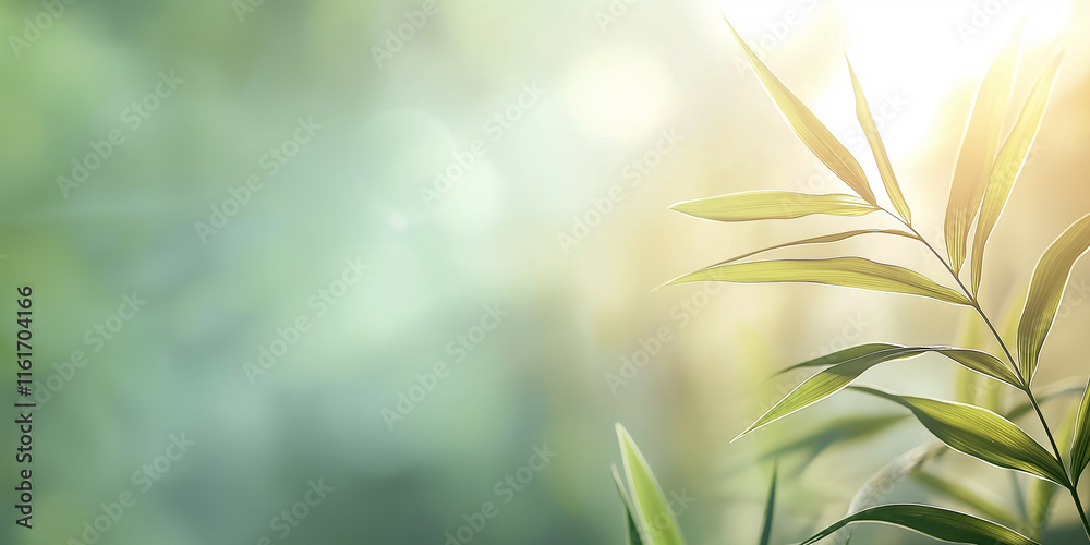 Aufkleber bamboo leaves gently swaying in the soft sunlight of a lush forest