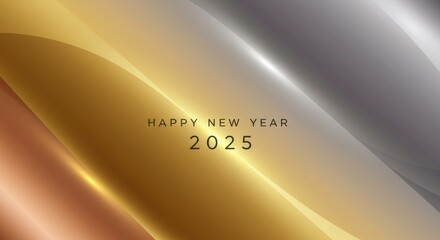 Obraz premium Golden Waves of 2025: Elegant New Year's Background 