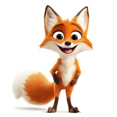Obraz premium Charming Cartoon Fox: A Delightful Animation