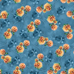 All over floral pattern. Design for digital print Seamless Background Floral Texture