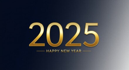 Golden 2025: Happy New Year Greeting Card 