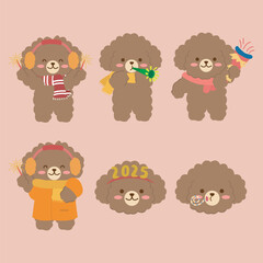 set of funny dog cartoon party