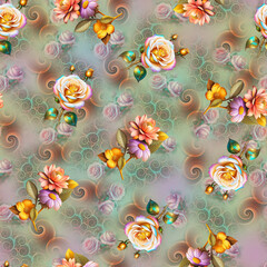 All over floral pattern. Design for digital print Seamless Background Floral Texture