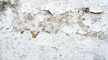 Obraz premium Close-up of a weathered, cracked white wall texture.