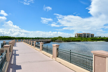 The Riverwalk along Intracoastal Waterway at Jupiter, Florida in Palm Beach County