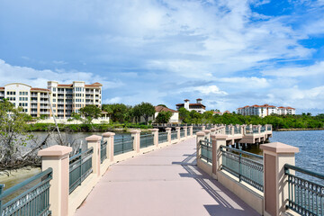 The Riverwalk along Intracoastal Waterway at Jupiter, Florida in Palm Beach County