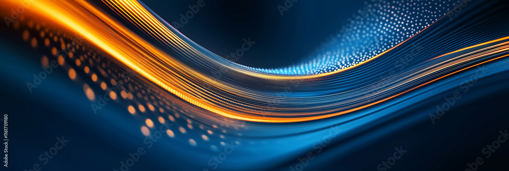 Poster Abstract flowing lines and particles creating dynamic energy wave