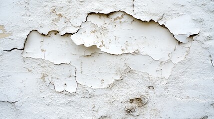 Naklejka premium Close-up of cracked, peeling white paint on a textured surface.