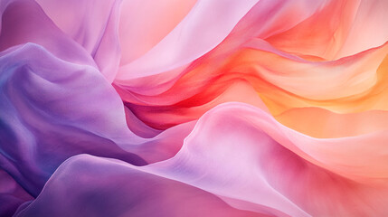 Obraz premium Colorful fabric waves create a gentle abstract design in soft light