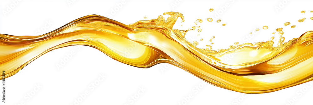 Poster Golden splashing wave of liquid creating a dynamic swirl
