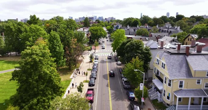 Aerial Fly-Through of Broadway Street in Cambridge, MA