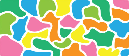 Liquid abstract organic blob shapes background set. Wavy elements bubbles and drops in trendy y2k style. Abstract organic blob shapes. Childish colorful vector isolated illustrations.
