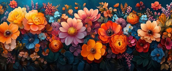 Obraz premium Vibrant Autumn Floral Arrangement A Rich Tapestry of Blooms