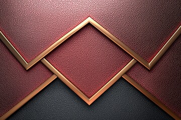 Fototapeta premium Abstract Red And Black Leather Texture With Gold Accents