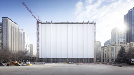 Empty billboard on construction site for advertising apartment house construction