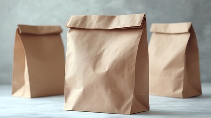 Versatile paper bag mockup display studio setting product photography clean background front view blank design opportunities