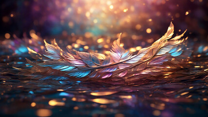 Abstract Fractal Sunburst in Radiant Golden and Blue Hues