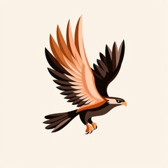 Obraz premium Majestic Swooping Hawk with Striking Brown and Orange Wings in Flight Capturing the Essence of Nature's Beauty and Graceful Aerial Movement