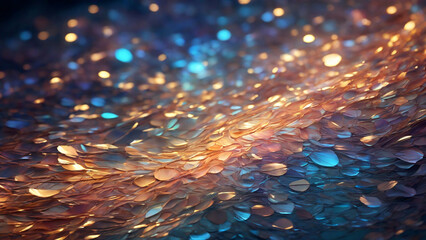 Abstract Fractal Sunburst in Radiant Golden and Blue Hues