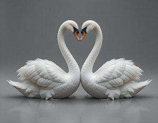 Fototapeta premium Two Swans in a Heart Shape