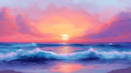 Fototapeta premium Outdoor abstract seascape during sunset, with gentle pastel tones reflecting the peaceful ocean