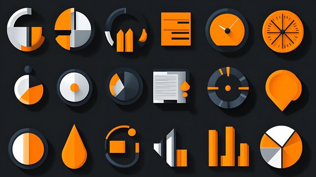 Orange and Gray Data Visualization Icons Collection