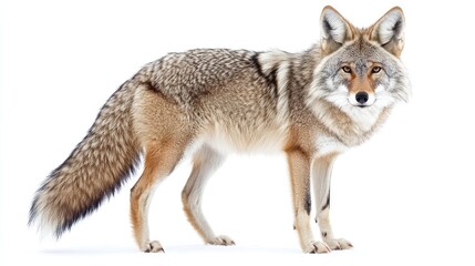 Obraz premium A coyote standing gracefully against a white background.