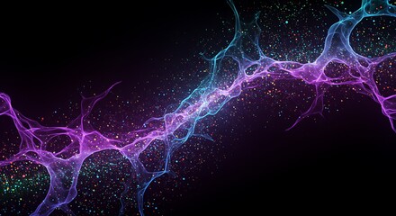 Fototapeta premium Abstract Purple Blue Energy Flow with Colorful Particles Background