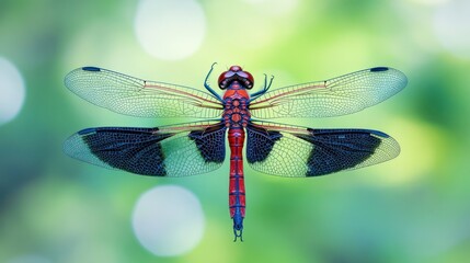 Crimson-hued Dragonfly: A Jewel of Nature's artistry