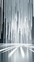 Fototapeta premium Abstract installation with vertical light beams creating a dynamic atmosphere.