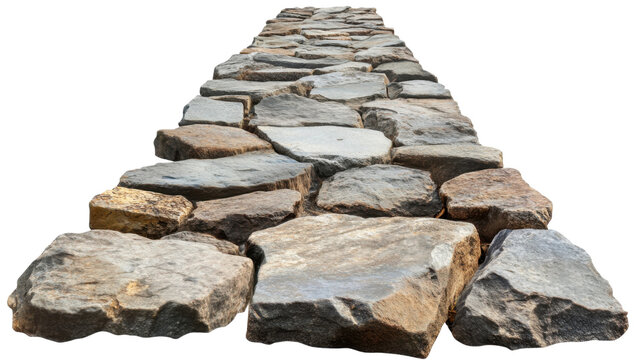Perspective stone roadway, transparent background
