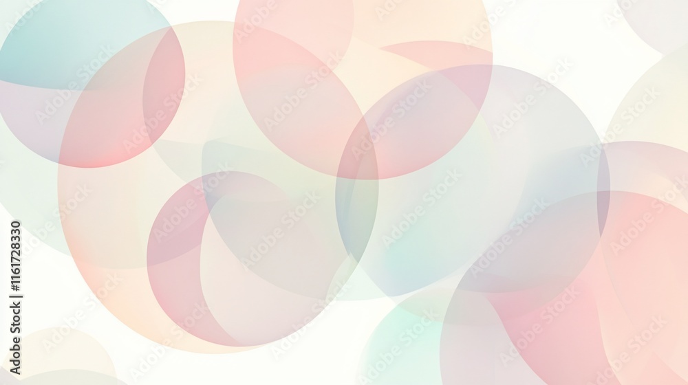 Poster abstract pastel circles overlapping on white background.