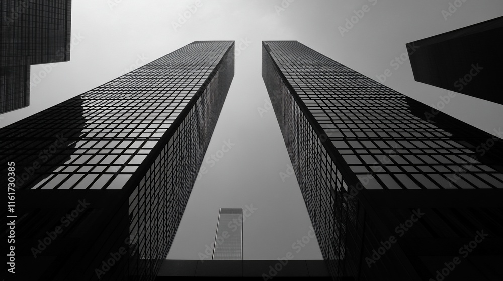 Aufkleber low angle view of two towering skyscrapers against a cloudy sky.