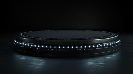 Illuminated Circular Platform Dark Background