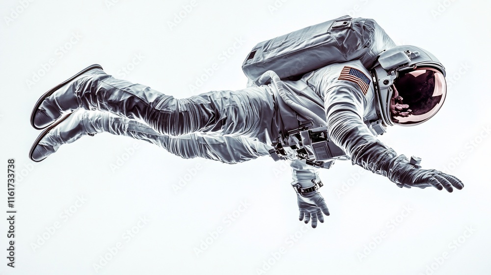 Fototapete astronaut floating in space, weightless, in a spacesuit.